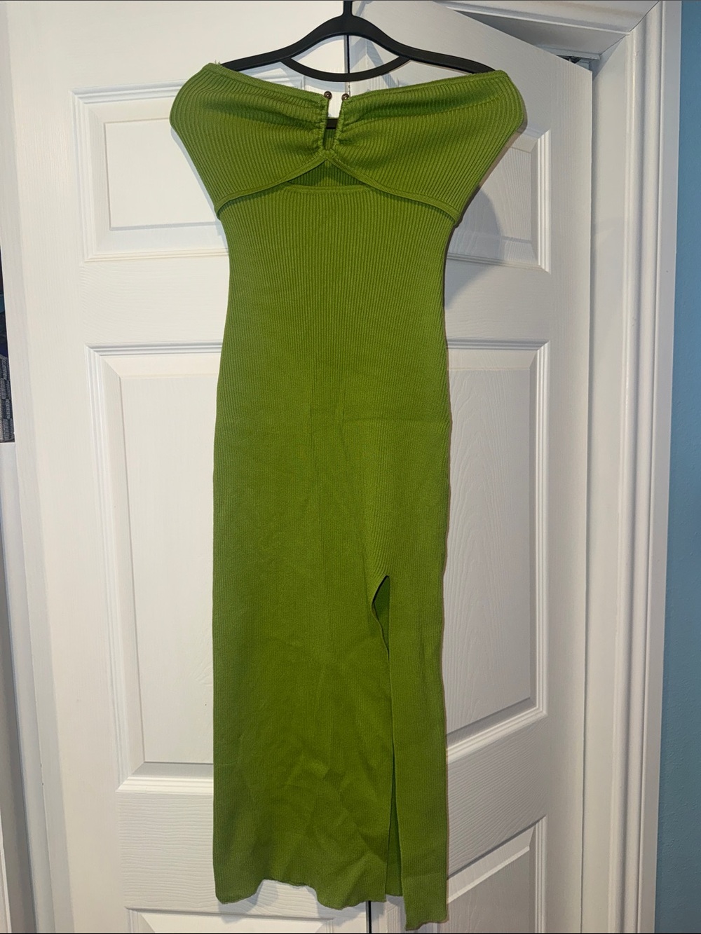 Windsor One-Shoulder Olive Green Ribbed Midi Dress